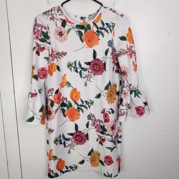 ASOS Dress Womens 4 Bell Sleeve Colorful Florals Garden Party Girly Brunch - Picture 1 of 10